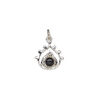 Black onyx / sterling silver 1pkg1, antiqued open teardrop drop 13x12.5mm image number 1