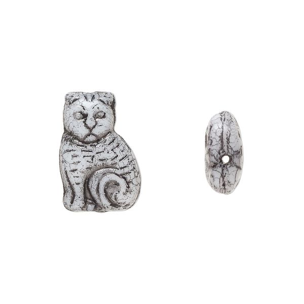 Bead, Preciosa Czech pressed glass, opaque alabaster black finish, 17x11mm cat. Sold per pkg of 10. image number 0