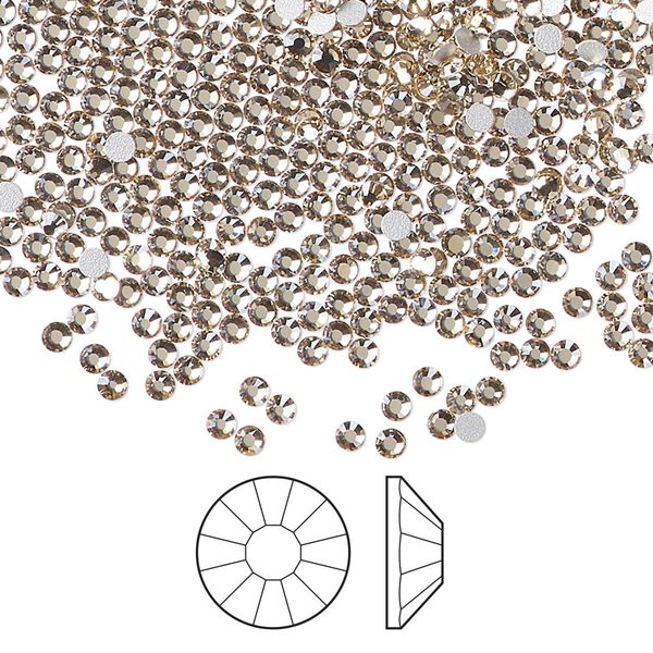 Flat back 1440pk crystal honey foil back, Preciosa Viva 12® Czech crystal rhinestone 1.9-2.1mm chaton rose round SS6 image number 0
