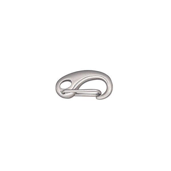 Clasp, self-closing hook, stainless steel, 15x8mm. Sold individually. image number 0