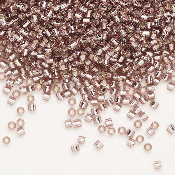 Seed bead, Delica®, glass, pkg/50g, #10 round, transparent silver-lined smoky amethyst (DBM-0146). image number 0
