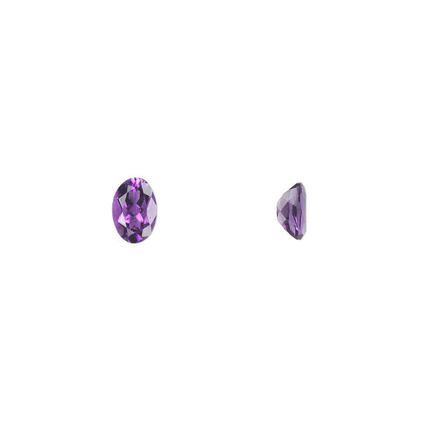 Gem, amethyst (natural), light to medium, 6x4mm faceted oval, A grade, Mohs hardness 7. Sold per pkg of 2. image number 0