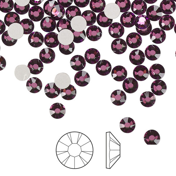 Flat back 1440pk amethyst foil back, Preciosa MAXIMA Czech crystal rhinestone 3.8-4mm chaton rose round SS16 image number 0