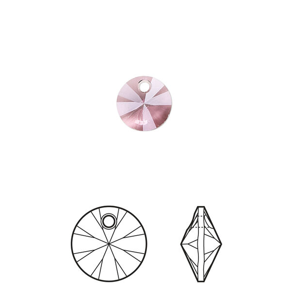Drop 12pk crystal antique pink, Crystal Passions® 8mm pendant mini disk 6428 image number 0