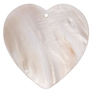 Focal, pearl shell (natural), 51x51mm heart, Mohs hardness 3-1/2. Sold per pkg of 2.