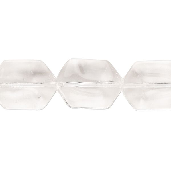 Bead, glass, clear, 17x13mm beveled hexagon. Sold per 13-inch strand. image number 0
