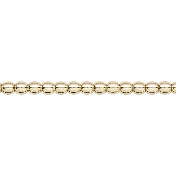 Bead, brass, 3mm round. Sold per 8-inch strand. image number 0