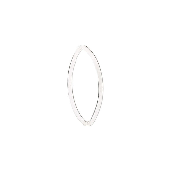 Drop, sterling silver, 20x10mm flat oval with no loops. Sold per pkg 10. image number 0