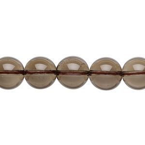 Smoky quartz 1pkg1, round bead 15.5-16 inch 10mm