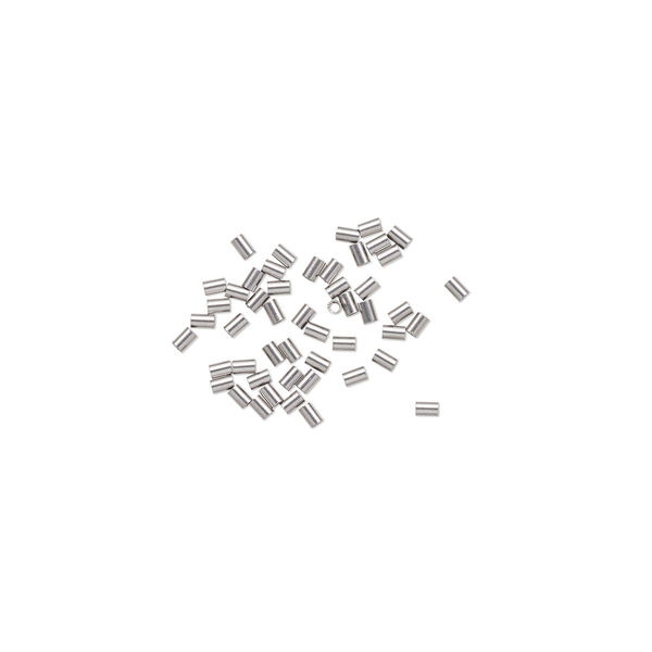 Crimp, stainless steel, pkg/50, 1.5x1mm round tube, 0.7mm inside diameter. image number 0