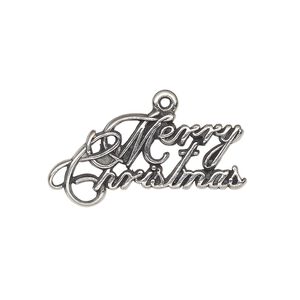 Charm, sterling silver, 29.5x14.5mm single-sided "Merry Christmas." Sold individually.