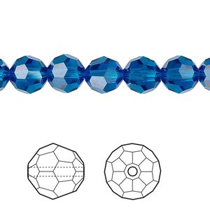Bead 12pk Capri blue, Crystal Passions® 8mm round 5000