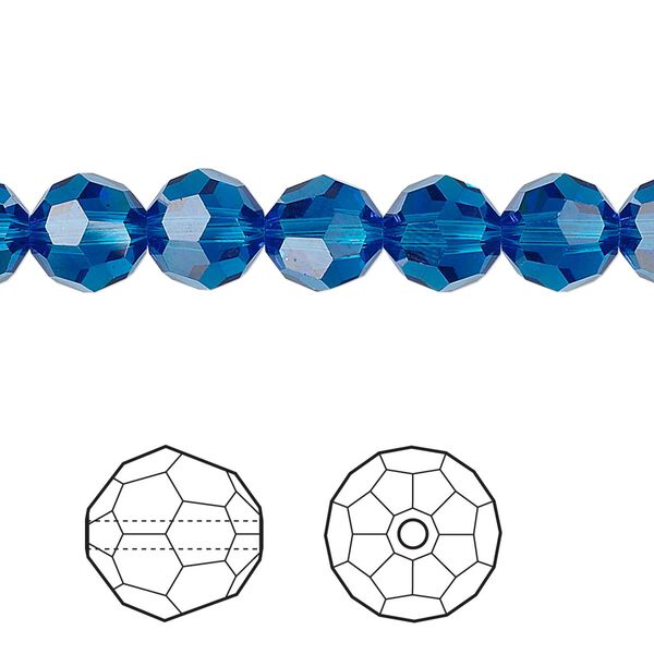 Bead 12pk Capri blue, Crystal Passions® 8mm round 5000 image number 0