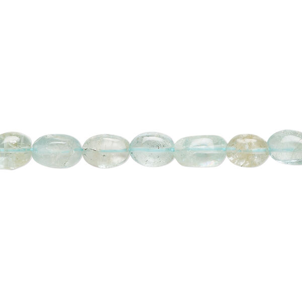 Bead, apatite (natural), light, 6x4mm-9x6mm hand-cut puffed oval with 0.4-1.4mm hole, C grade, Mohs hardness 5. Sold per 14-inch strand. image number 0