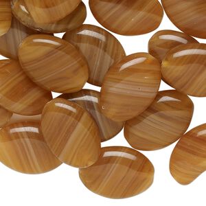 Bead, Czech pressed glass, translucent brown and tan, 16x11mm-16x12mm puffed oval with swirl design. Sold per 2-ounce pkg, approximately 45 beads.