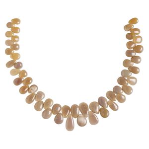 Wood opal 1pkg1, hand-cut top-drilled puffed teardrop bead natural 7 inch graduated 6x4mm-10x7mm