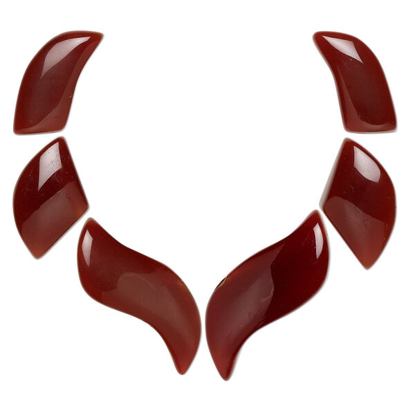 Focal, carnelian (dyed / heated), 23x11mm-34x14mm fan, B grade, Mohs hardness 6-1/2 to 7. Sold per 6-piece set. image number 0
