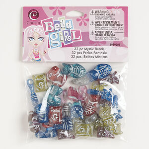 Bead mix 1pkg32, acrylic, mixed colors with sparkle, 13x12mm-19x16mm mystic-themed mixed shapes.