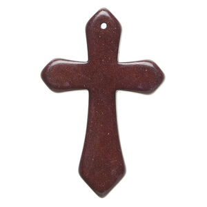 "Magnesite" / resin 1pkg1, top-drilled cross focal dark brown 43x28mm-44x30mm