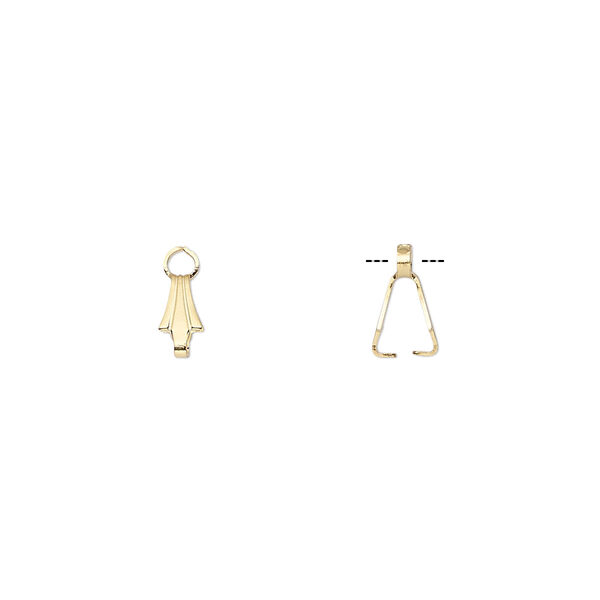 Bail, ice-pick, gold-plated brass, 6.5x3mm with 5mm grip length. Sold per pkg of 100. image number 0