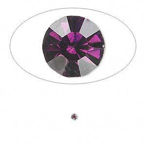 Chaton, glass rhinestone, amethyst purple, foil back, 1.7-1.8mm faceted round, PP11. Sold per pkg of 72.