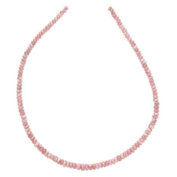 Bead, rhodochrosite (natural), 4x2.5mm-7x4mm hand-cut graduated rondelle, B grade, Mohs hardness 3-1/2 to 4-1/2. Sold per 15-1/2 to 16-inch strand. image number 0