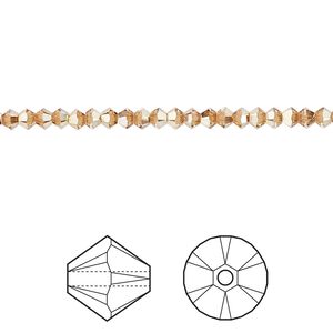 Bead 1440pk crystal metallic sunshine, Swarovski® 3mm XILION bicone 5328