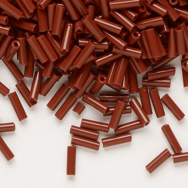 Bead, Preciosa Ornela Czech glass, bugle bead, pkg/50g, #3, opaque brown, (13600). image number 0
