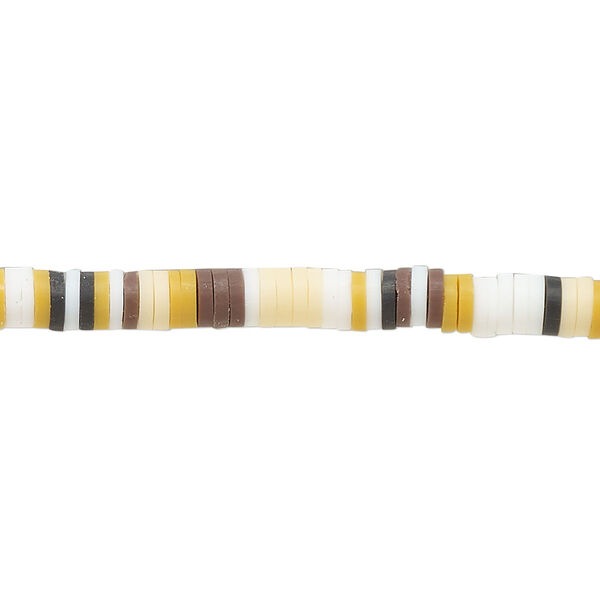 Bead, polymer clay, opaque multi-brown, 4x1mm heishi. Sold per pkg of (2) 16-inch strands. image number 0