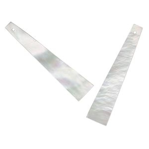Focal, mother-of-pearl shell (natural), white, 40x8mm rectangle, Mohs hardness 3-1/2. Sold per pkg of 2.