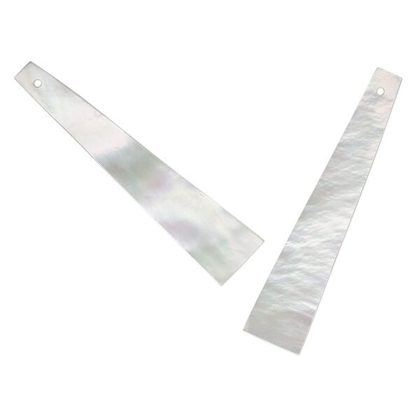 Focal, mother-of-pearl shell (natural), white, 40x8mm rectangle, Mohs hardness 3-1/2. Sold per pkg of 2. image number 0