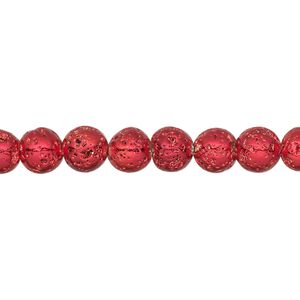 Lava rock 1pkg1, electrocoated round bead 15.5-16 inch 6-7mm