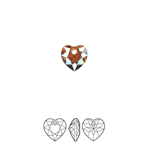 Drop 4pk light Colorado topaz shimmer, Crystal Passions® 8mm pendant heart cut 6432 image number 0