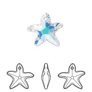 Drop 1pk crystal AB, Crystal Passions® 17x16mm pendant starfish 6721