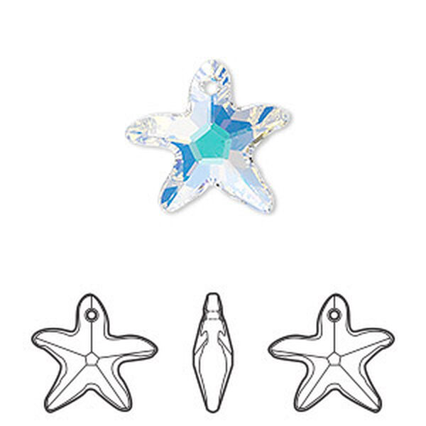 Drop 1pk crystal AB, Crystal Passions® 17x16mm pendant starfish 6721 image number 0