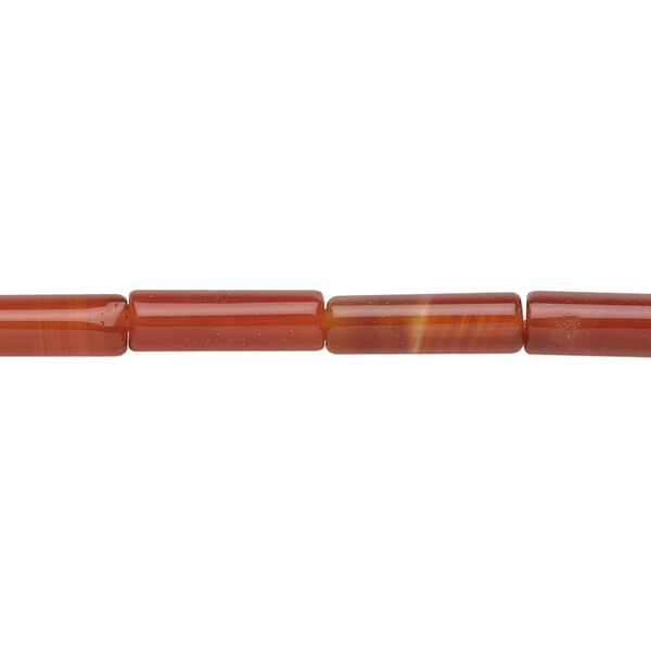 Bead, carnelian (dyed / heated), 13x4mm round tube, C grade, Mohs hardness 6-1/2 to 7. Sold per 15-1/2" to 16" strand. image number 0