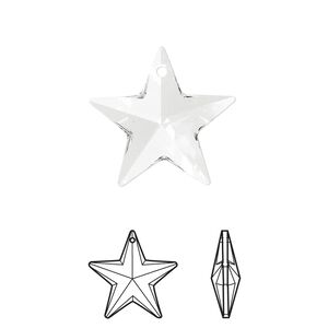 Drop 1pk crystal, Crystal Passions® 20x19mm pendant star 6714