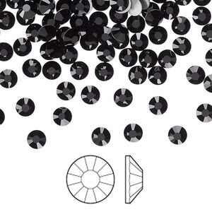 Flat back 1440pk jet foil back, Preciosa Viva 12® Czech crystal rhinestone 3.8-4mm chaton rose round SS16