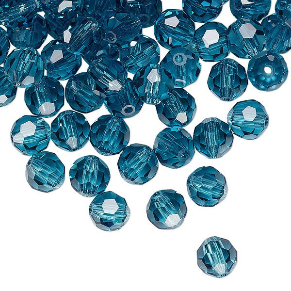Bead 288pk indicolite, Preciosa Czech crystal 6mm round image number 0