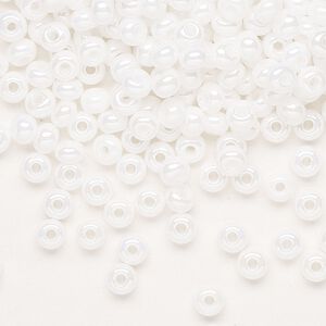 Seed bead, Preciosa Ornela Czech glass, pkg/500g, #6 rocaille, opaque luster chalkwhite, (46102).