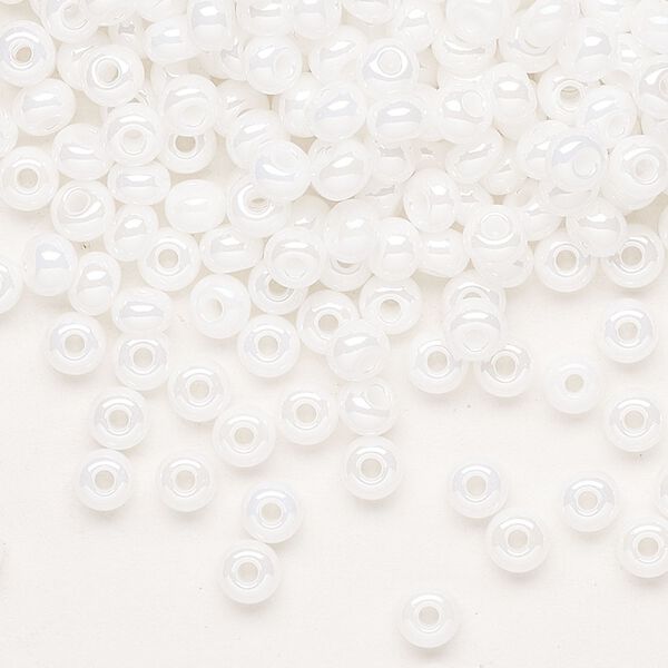 Seed bead, Preciosa Ornela Czech glass, pkg/500g, #6 rocaille, opaque luster chalkwhite, (46102). image number 0