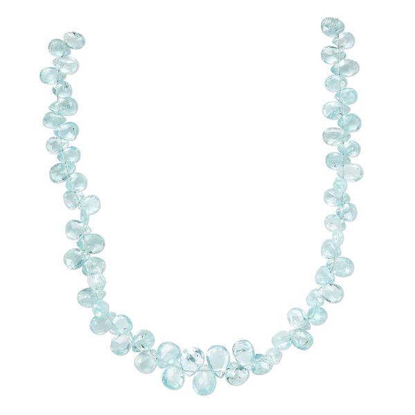 Apatite 1pkg1, hand-cut top-drilled faceted puffed teardrop bead natural 8 inch graduated 4x3mm-8x6mm image number 0
