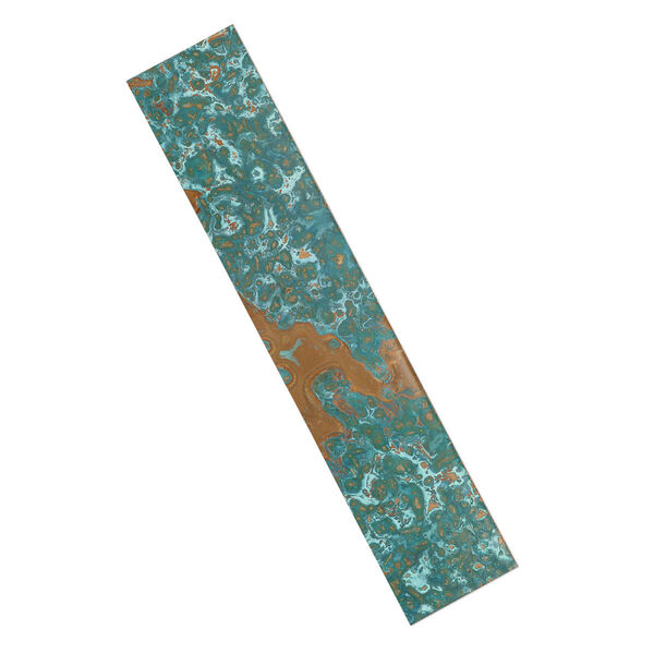 Sheet, Lillypilly, copper, azul patina, 10x2-inch single-sided rectangle, 36 gauge. Sold individually. image number 0