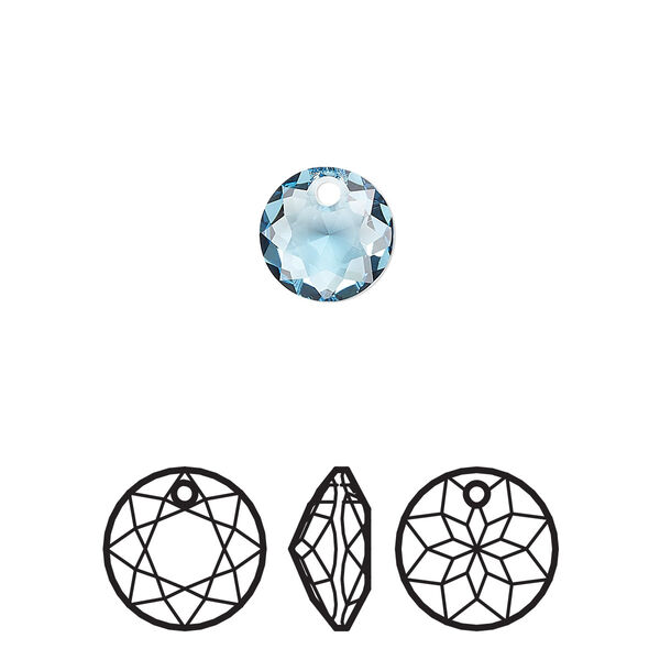 Drop 72pk aquamarine, Swarovski® 8mm pendant classic cut 6430 image number 0