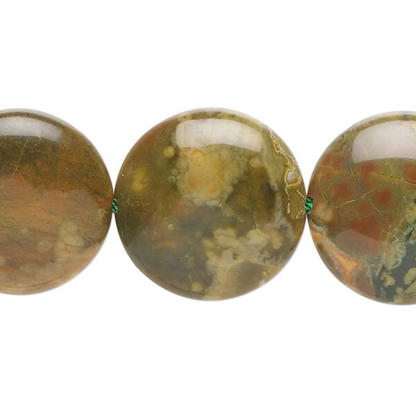 Rhyolite 1pkg1, flat round bead natural 15.5-16 inch 20mm image number 0