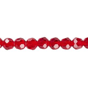 Bead 1pk 32 facets transparent red, Celestial Crystal® 6mm round 15.5-16 inch