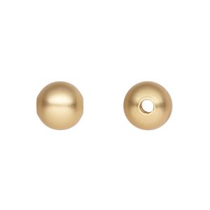 Bead, gold-plated brass with satin finish, 10mm round. Sold per pkg of 10.