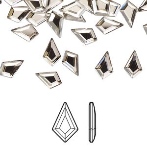 Flat back 6pk crystal silver shade foil back, Crystal Passions® 8.6x5.6mm kite 2771