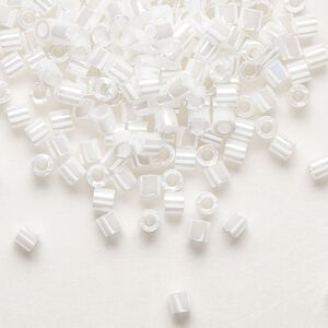 Seed bead, Delica®, glass, pkg/50g, #8 round, opaque luster white pearl (DBL-0201).