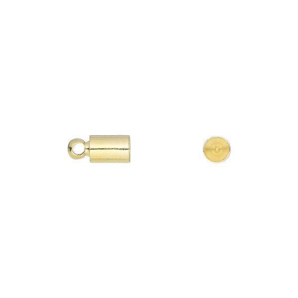 Cord end, glue-in, gold-finish brass, 6x4mm, approximately 3.5mm inside diameter. Sold per pkg of 20. image number 0